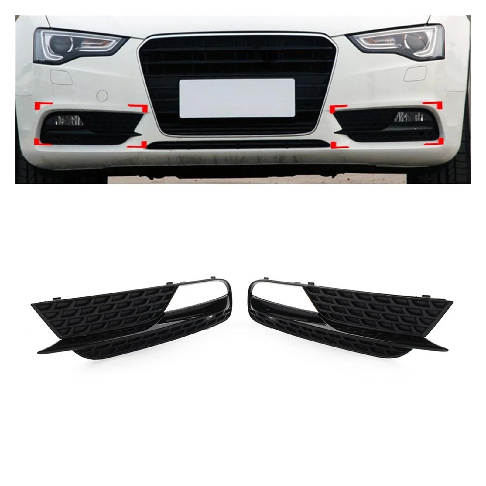 Auto Kühlergrill Für A5 2012 2013 2014 2015 2016 Auto Zubehör Glänzend Schwarz Auto Front Stoßstange Nebel Licht Kühlergrill Abdeckung Links & Rechts 1 Paar Front Kühlergrill von Barhbt