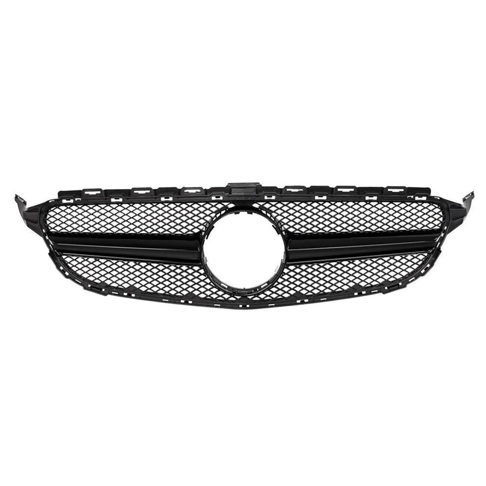 Auto Kühlergrill Für Benz C-Klasse W205 C180 C200 C250 C300 2014–2018, Für AMG-Stil, Silber/schwarz, Frontstoßstangenhaube, Netzgitter, Oberer Grill Front Kühlergrill(Schwarz) von Barhbt