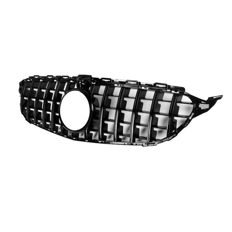 Auto Kühlergrill Für Benz Für C Klasse W205 C200 C200 C250 C260 C300 2019-2021 Kühlergrill Grill GT Schwarz/Silber Oberen Stoßstange Haube Mesh Grid Front Kühlergrill(Schwarz) von Barhbt