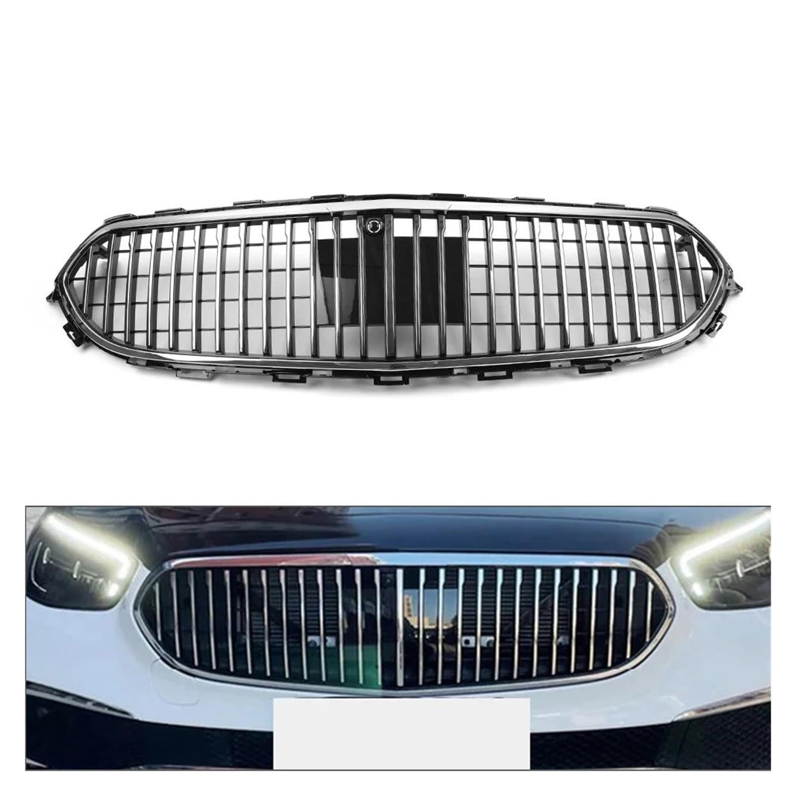 Auto Kühlergrill Für Benz Für E Klasse W213 2021 2022 2023 Auto Front Stoßstange Kühler Haube Grille W/Kamera Loch Chrom Front Kühlergrill von Barhbt