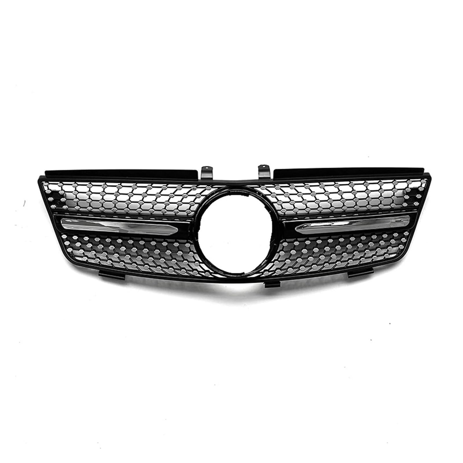 Auto Kühlergrill Für Benz Für ML Klasse W164 2005-2008 ML320 ML350 ML500 Kühlergrill Grill Schwarz/Silber Oberen Stoßstange Haube Kühler Mesh Grid Front Kühlergrill(Schwarz) von Barhbt