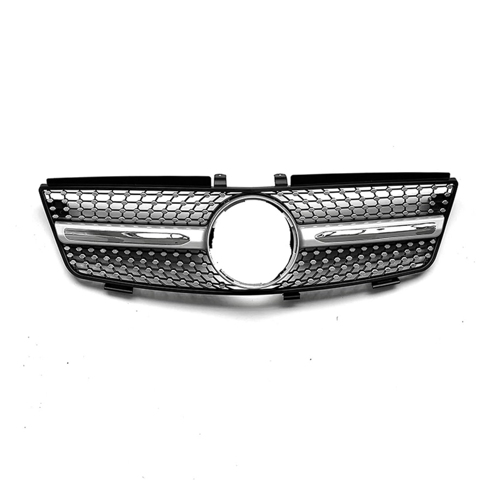 Auto Kühlergrill Für Benz Für ML Klasse W164 2005-2008 ML320 ML350 ML500 Kühlergrill Grill Schwarz/Silber Oberen Stoßstange Haube Kühler Mesh Grid Front Kühlergrill(Silber) von Barhbt