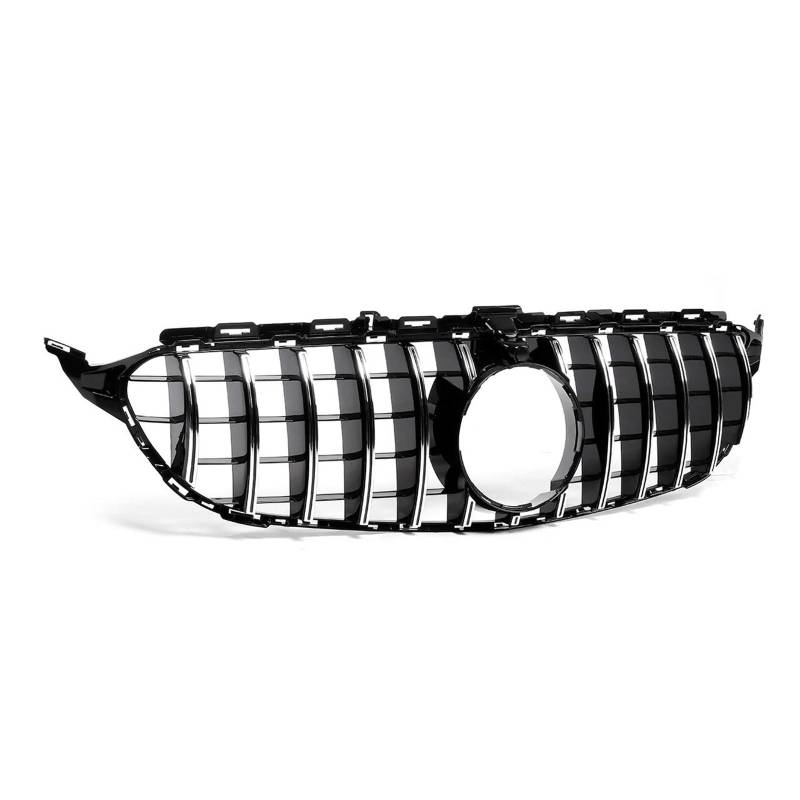 Auto Kühlergrill Für Benz Für W205 C200 C250 C300 C350 2015 2016 2017 2018 GTR Stil Auto Front Grill Grille Schwarz/Silber Front Kühlergrill(Chrome Silver) von Barhbt