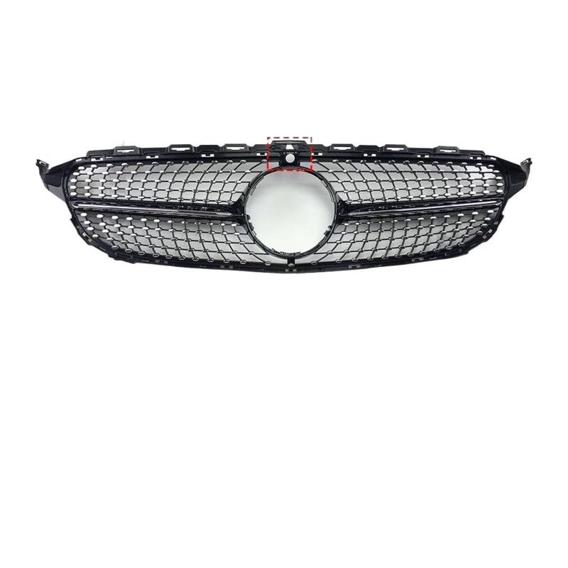 Auto Kühlergrill Für Benz Für W205 Grill C205 S205 C 2014-2021 C200 C260 C180 C250 C300 Coupe ForAMG Tuning GT Diamant Front Stoßstange Grille Front Kühlergrill(14-18 Diamond Black with Cam) von Barhbt