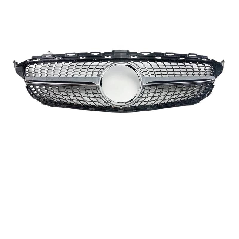 Auto Kühlergrill Für Benz Für W205 Grill C205 S205 C 2014-2021 C200 C260 C180 C250 C300 Coupe ForAMG Tuning GT Diamant Front Stoßstange Grille Front Kühlergrill(14-18 Diamond Chrome Silvery) von Barhbt