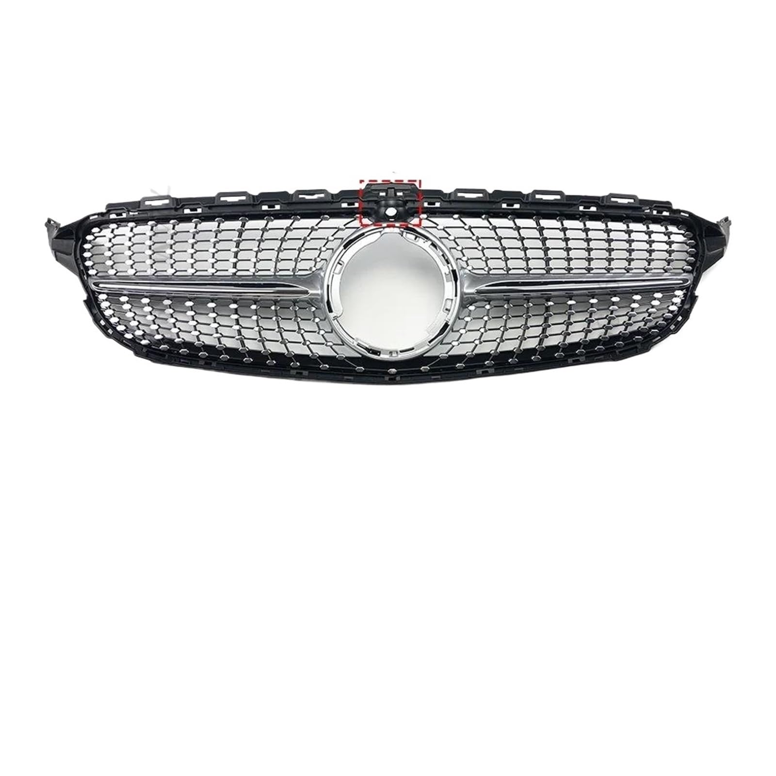 Auto Kühlergrill Für Benz Für W205 Grill C205 S205 C 2014-2021 C200 C260 C180 C250 C300 Coupe ForAMG Tuning GT Diamant Front Stoßstange Grille Front Kühlergrill(19-21 Diamond Silver with Cam) von Barhbt