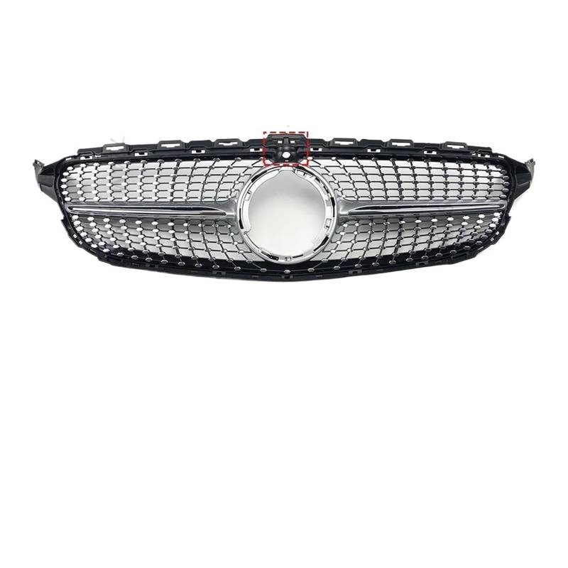 Auto Kühlergrill Für Benz Für W205 Grill C205 S205 C 2014-2021 C200 C260 C180 C250 C300 Coupe ForAMG Tuning GT Diamant Front Stoßstange Grille Front Kühlergrill(19-21 Diamond Silver with Cam) von Barhbt