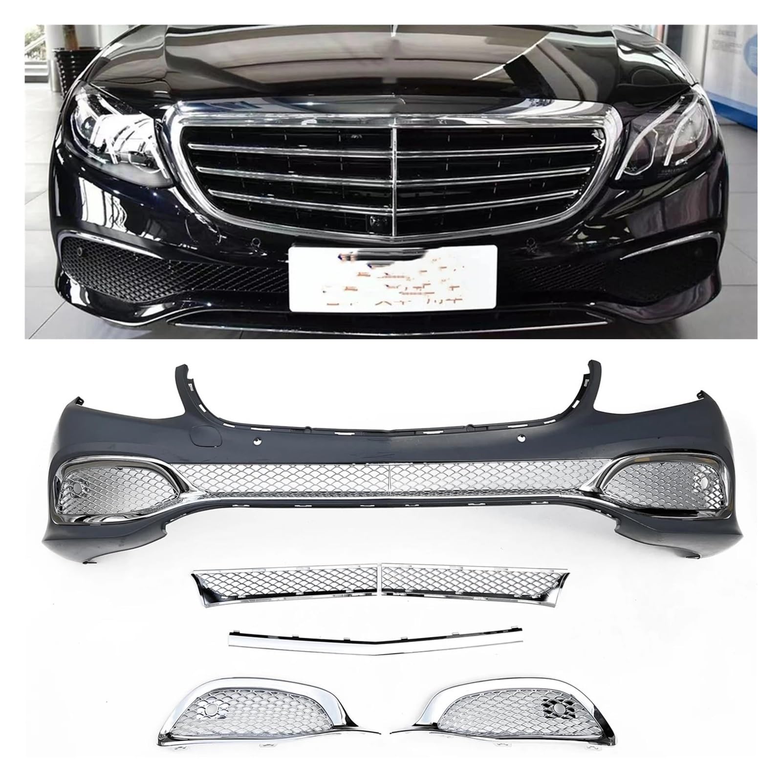 Auto Kühlergrill Für Benz Für W213 E Klasse 2016-2020 Limousine 4-Türer Chrom Frontgrill Kit Seite Air Vent Unteren Stoßfänger Haube Abdeckung Mesh Grill Front Kühlergrill von Barhbt