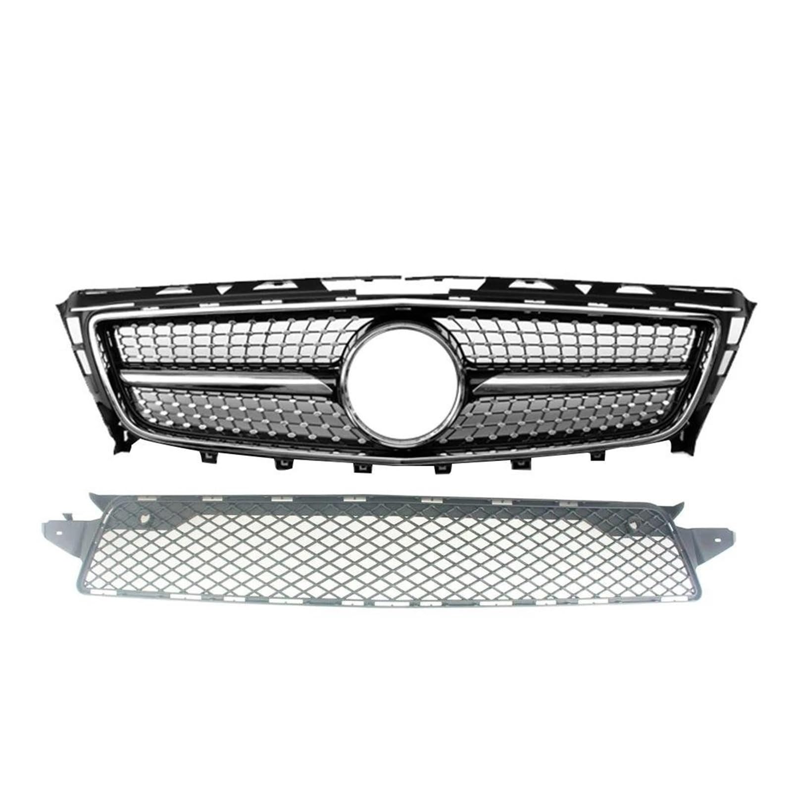 Auto Kühlergrill Für Benz Für W218 Für CLS-Klasse 2011 2012 2013 2014 Front Racing Grill Stoßstange Oberen Unteren Grille Abdeckung Front Kühlergrill(Black for cls350 One Set) von Barhbt