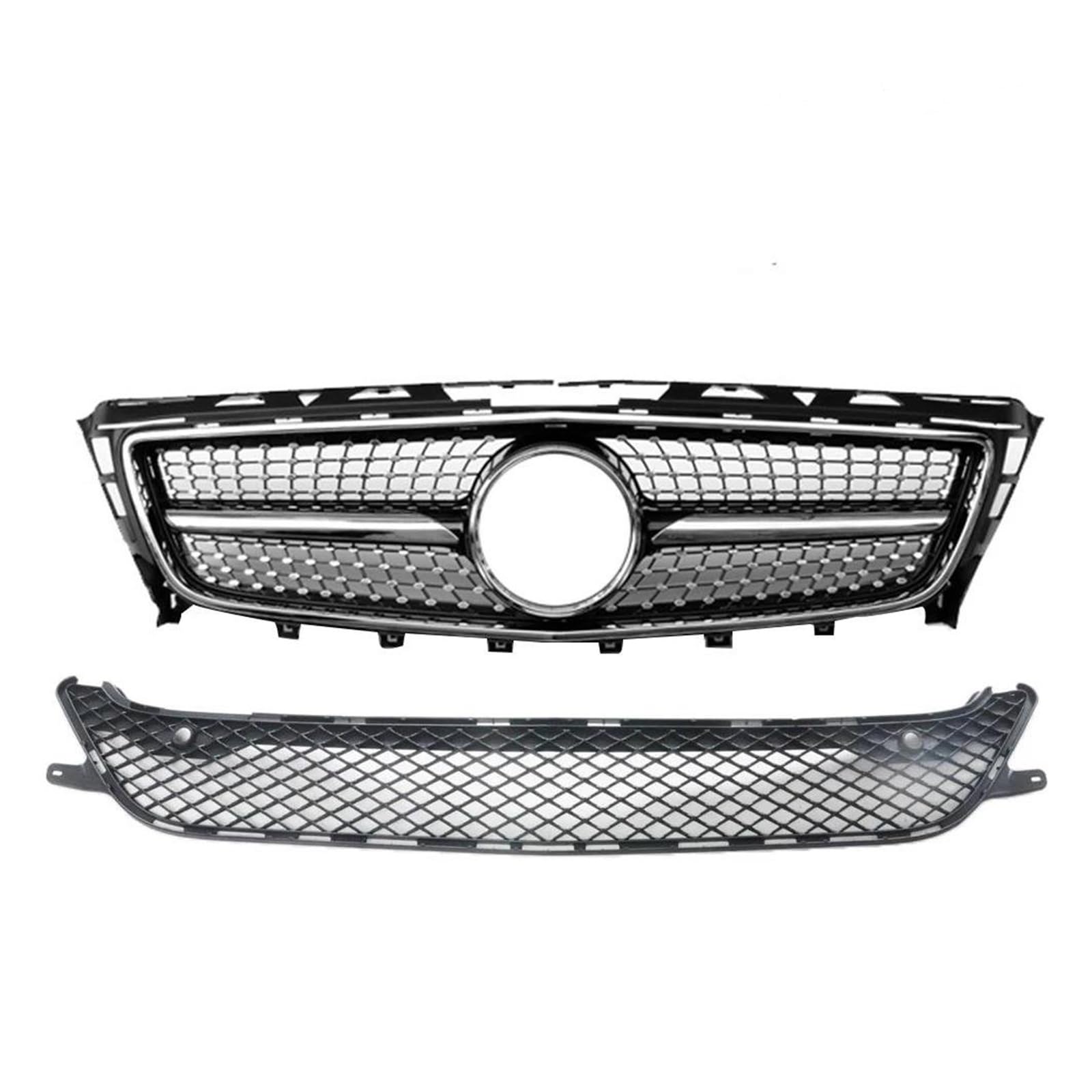 Auto Kühlergrill Für Benz Für W218 Für CLS-Klasse 2011 2012 2013 2014 Front Racing Grill Stoßstange Oberen Unteren Grille Abdeckung Front Kühlergrill(Silver for cls300 One Set) von Barhbt