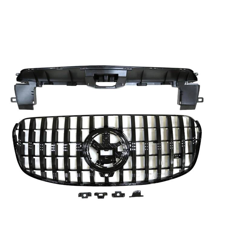 Auto Kühlergrill Für Benz Für X167 Für GLS-Klasse GLS450 GLS500 GLS580 2024 Kühlergrill Renngrill GT Style Auto Obere Stoßstangenhaube Maschengitter Front Kühlergrill(Schwarz) von Barhbt