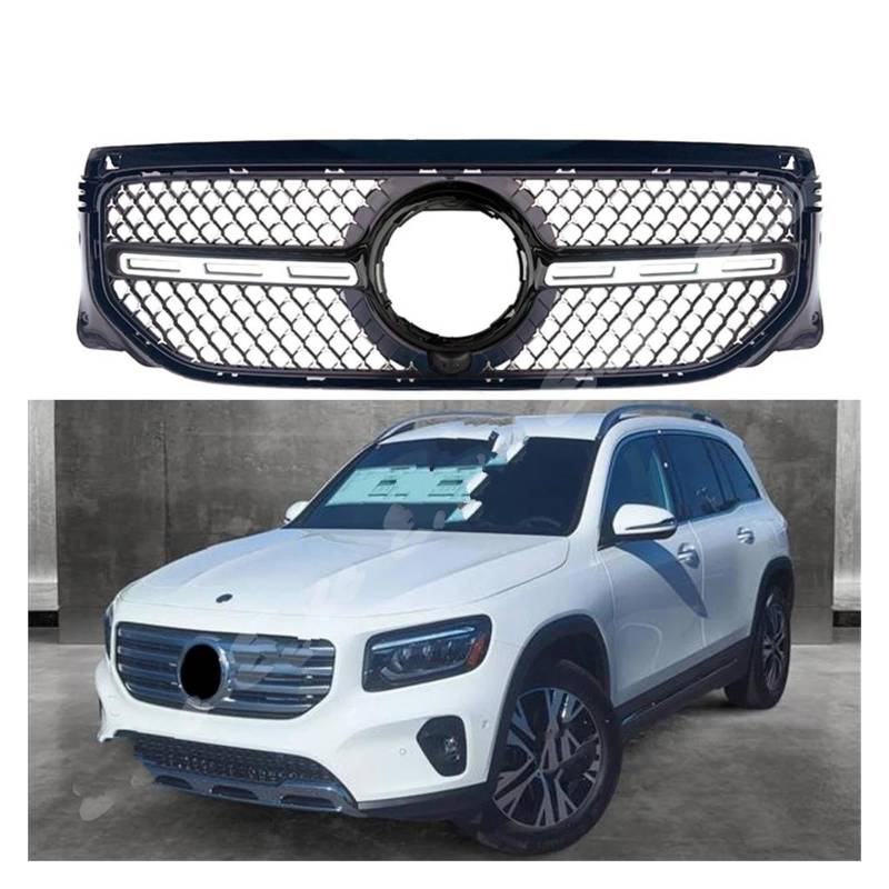 Auto Kühlergrill Für Benz Für X247 GLB200 GLB220 2024+ Diamond Frontstoßstange Grill Bar Vent Obere Kühlerabdeckung Front Kühlergrill(Schwarz) von Barhbt