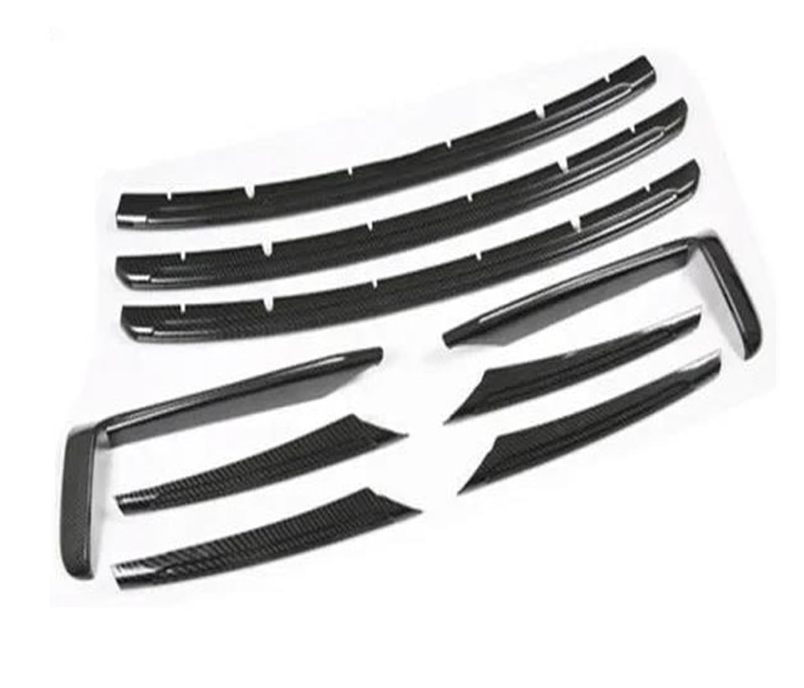 Auto Kühlergrill Für Cayenne 2018 2019 Auto Nebelscheinwerfer Abdeckung Vorne Racing Grill Vom Oberen Grille Trim Aufkleber Front Kühlergrill(9PCS Carbon Fiber P) von Barhbt