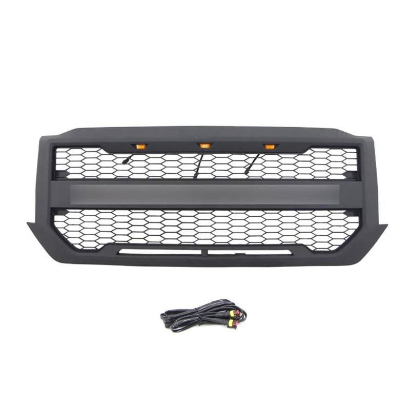 Auto Kühlergrill Für Chevrolet Für Silverado 2016 2017 2018 Grill Mit Seite Lichter Grille Front Stoßstange Modifikation Zubehör Front Kühlergrill(Add Letters) von Barhbt