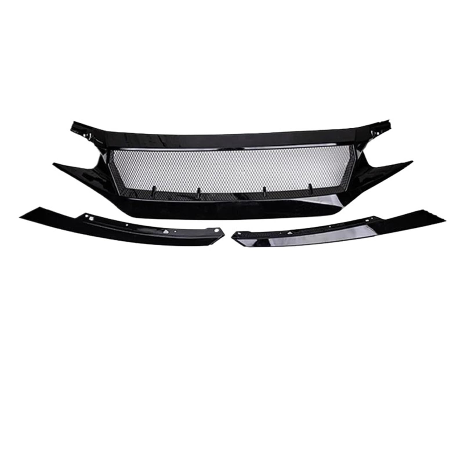 Auto Kühlergrill Für Civic FC JS N1 Stil Carbon Fiber Glas Front Grill Trim KÖRPER KIT Für Civic FK7 FK8 Type-R FRP FRONTSCHÜRZE Grills Racing Front Kühlergrill(Bright Black) von Barhbt