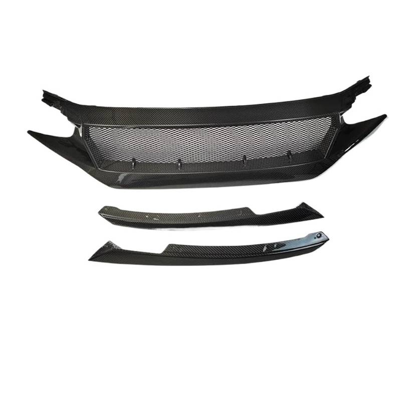 Auto Kühlergrill Für Civic FC JS N1 Stil Carbon Fiber Glas Front Grill Trim KÖRPER KIT Für Civic FK7 FK8 Type-R FRP FRONTSCHÜRZE Grills Racing Front Kühlergrill(Carbon Fiber) von Barhbt