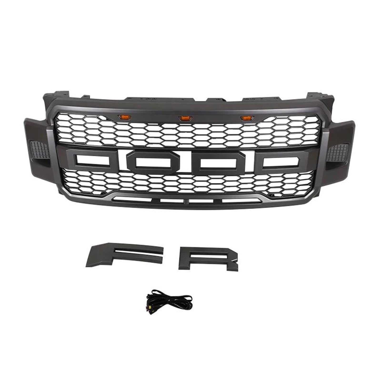 Auto Kühlergrill Für Ford Für F250 2017-2019 Grill Frontschürze Modifikation Grille Zubehör Mit Seite Lichter 2018 F250 Front Kühlergrill(Gray) von Barhbt