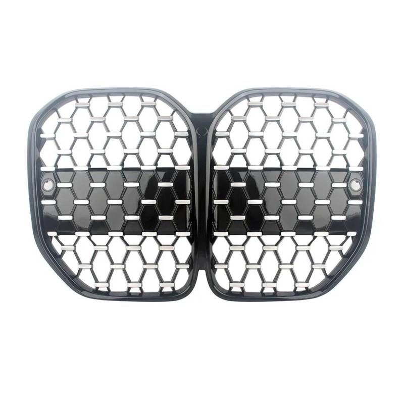 Auto Kühlergrill Für G22 4-Serie Coupe 2 Türen 420i 430i 435i M440i 2021 + AUF Vorne Mitte Grille Grills Meteor Grille Front Kühlergrill(Black Silver) von Barhbt