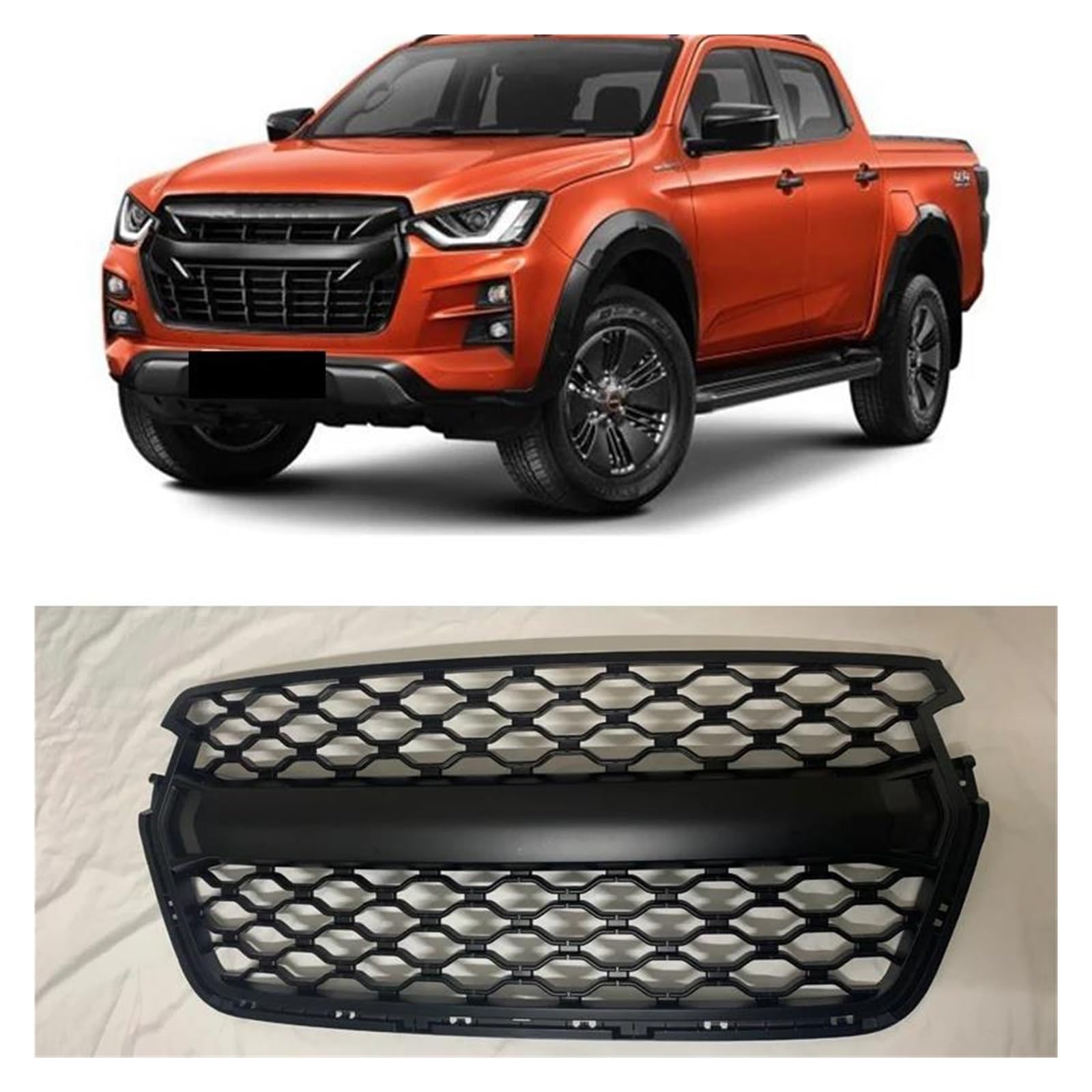 Auto Kühlergrill Für Isuzu Für Dmax D-max 2020 2021 2022 2023 Front Gitter Abdeckung Zubehör Außen Teile ABS Schwarz Auto Racing Grills Front Kühlergrill(Matte Black) von Barhbt