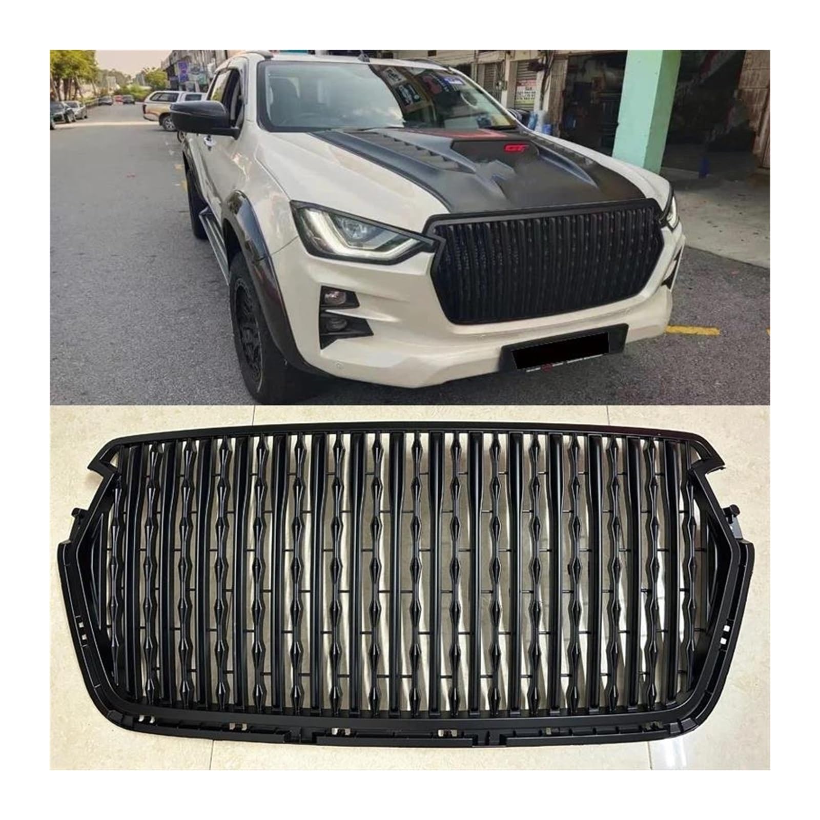 Auto Kühlergrill Für Isuzu Für Dmax D-max 2020 2021 2022 2023 Front Gitter Stoßstange Maske Mesh Abdeckung Auto Zubehör ABS Matte Schwarz Racing Grills Front Kühlergrill von Barhbt