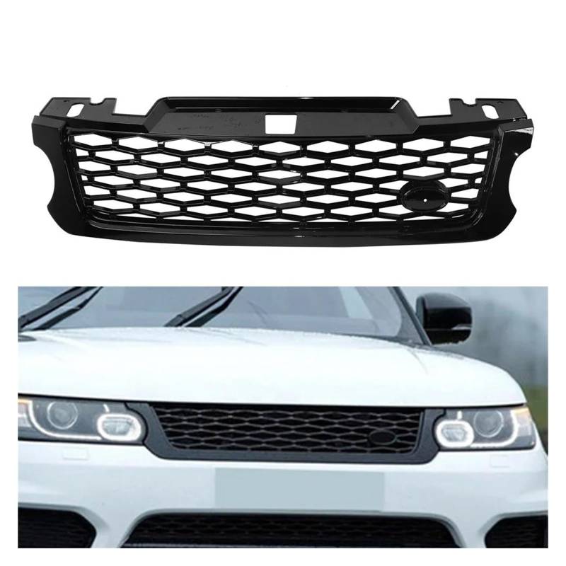 Auto Kühlergrill Für Land Für Rover Für Range Für Rover Sport SVR 2015 2016 2017 L494 Glanz Schwarz ABS Racing Grille Auto Front Upper Grill LR062238 Front Kühlergrill(Schwarz) von Barhbt