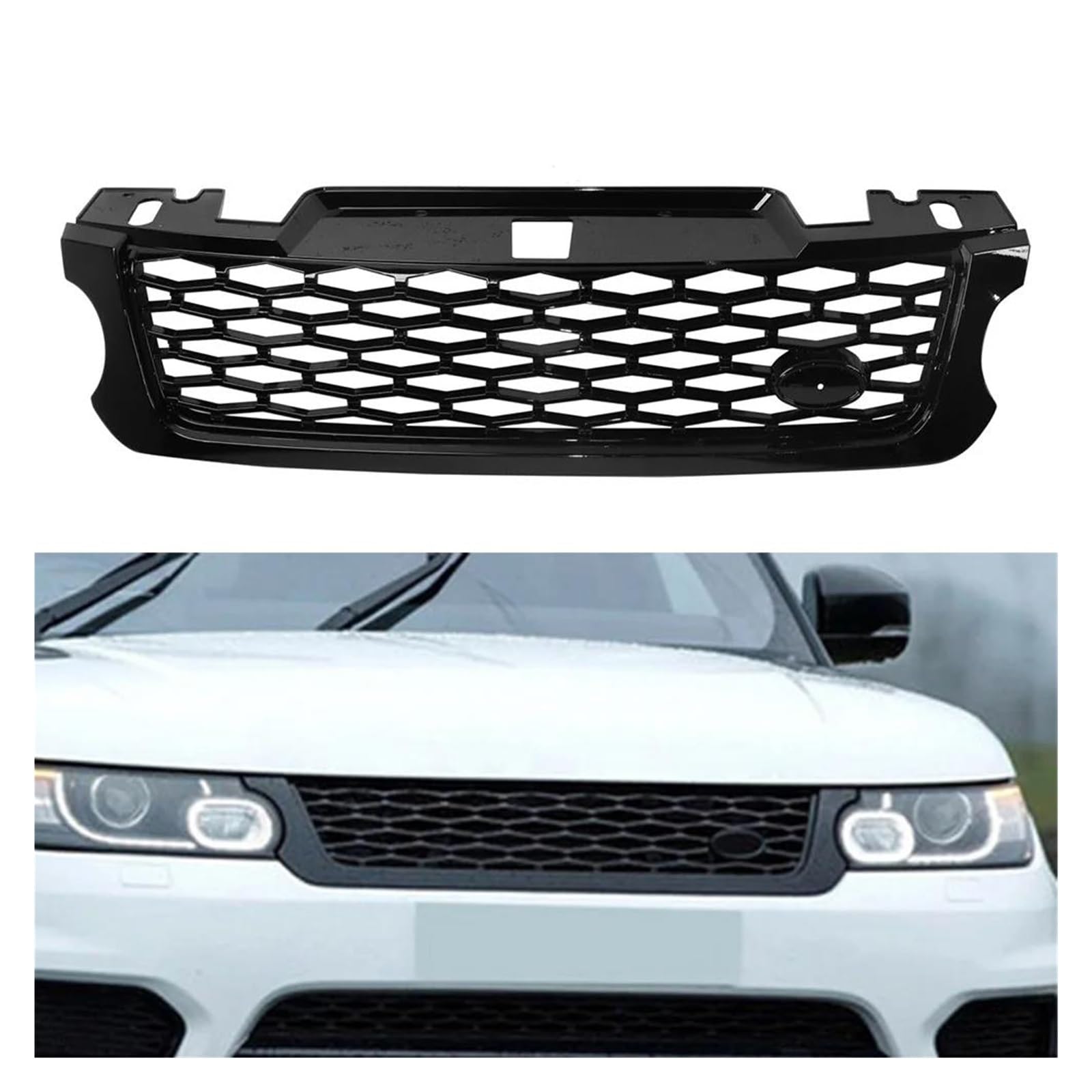 Auto Kühlergrill Für Land Für Rover Für Range Für Rover Sport SVR 2015 2016 2017 L494 Glanz Schwarz ABS Racing Grille Auto Front Upper Grill LR062238 Front Kühlergrill(Silber) von Barhbt