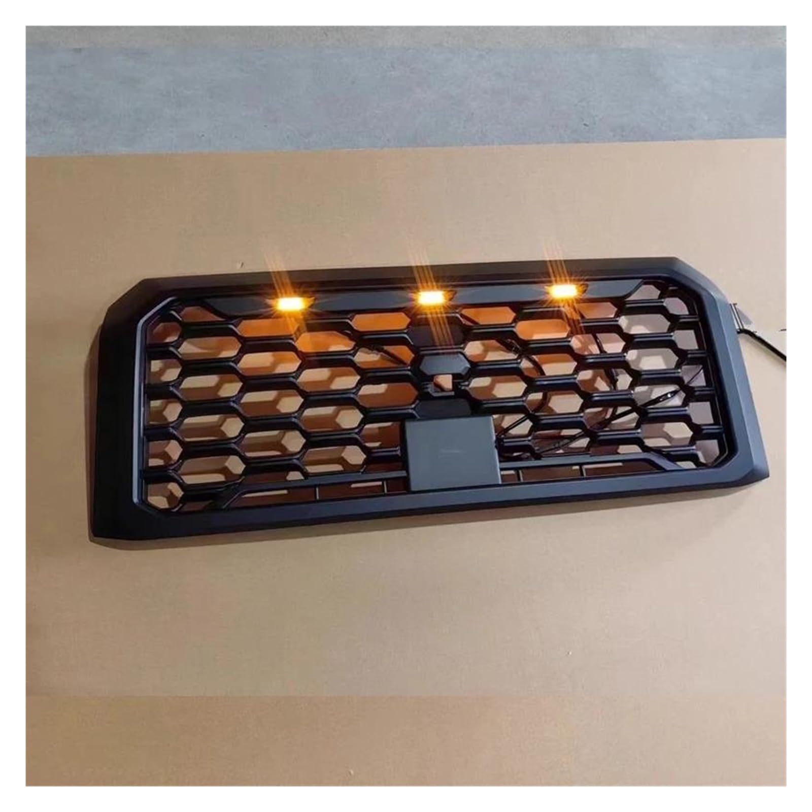 Auto Kühlergrill Für Mitsubishi Grille Für Triton L200 2024 2025 Front Grill Stoßstange Maske Abs Grill Racing Grills Auto Zubehör Front Kühlergrill(Amber LED A) von Barhbt