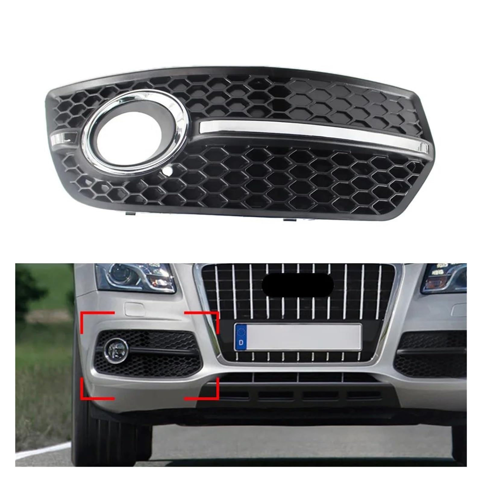 Auto Kühlergrill Für Q5 2009 2010 2011 8R0807681A/8R0807682A 1x Auto ABS Front Stoßstange Grill Nebel Licht Lampe Abdeckungen Dekoration Trim Front Kühlergrill(1Pcs Right) von Barhbt