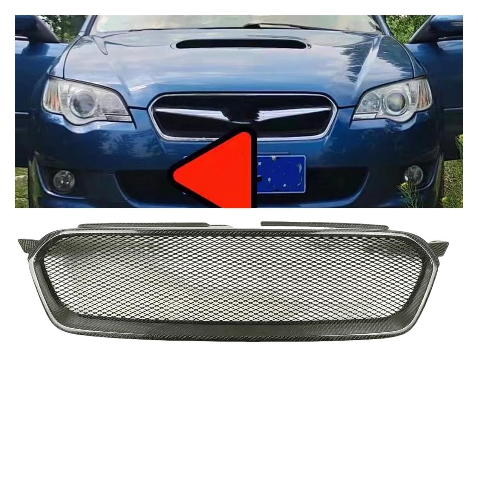 Auto Kühlergrill Für Subaru Für Legacy SPECB Spec-B 2006-2008 Kühlergrill Racing Grill Echt Carbon Fiber Oberen Stoßfänger Haube Mesh Grid Front Kühlergrill von Barhbt