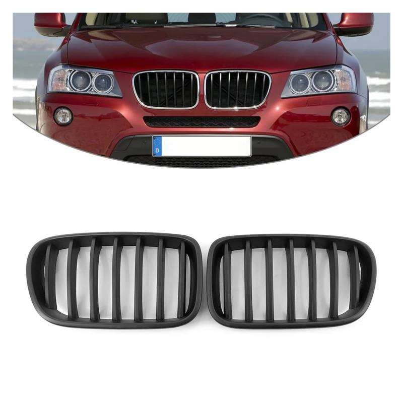 Auto Kühlergrill Für X3 F25 2009 2010 2011 2012 2013 2014 2015 2016 2017 1 Paar Schwarz Auto Front Kühler Nierengitter Front Kühlergrill(Matte Black) von Barhbt