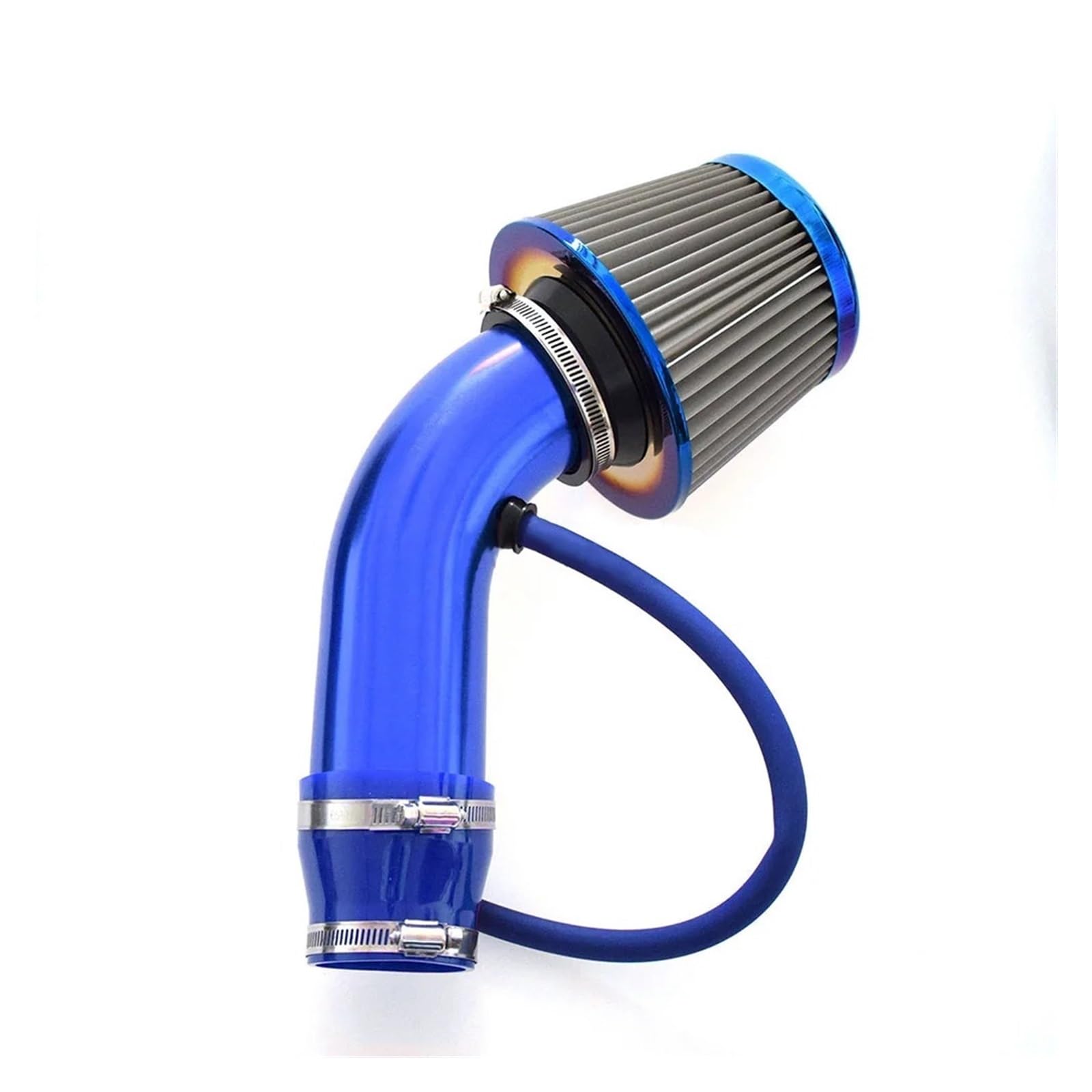 Auto Lufteinlass Aus 3" 76mm Auto-Kaltluftansaugsystem Turbo-Ansaugrohr-Kit Mit Luftfilterkegel High Flow Performace Racing-Luftfilter Kaltluftansaugschlauch(Bake Blue) von Barhbt