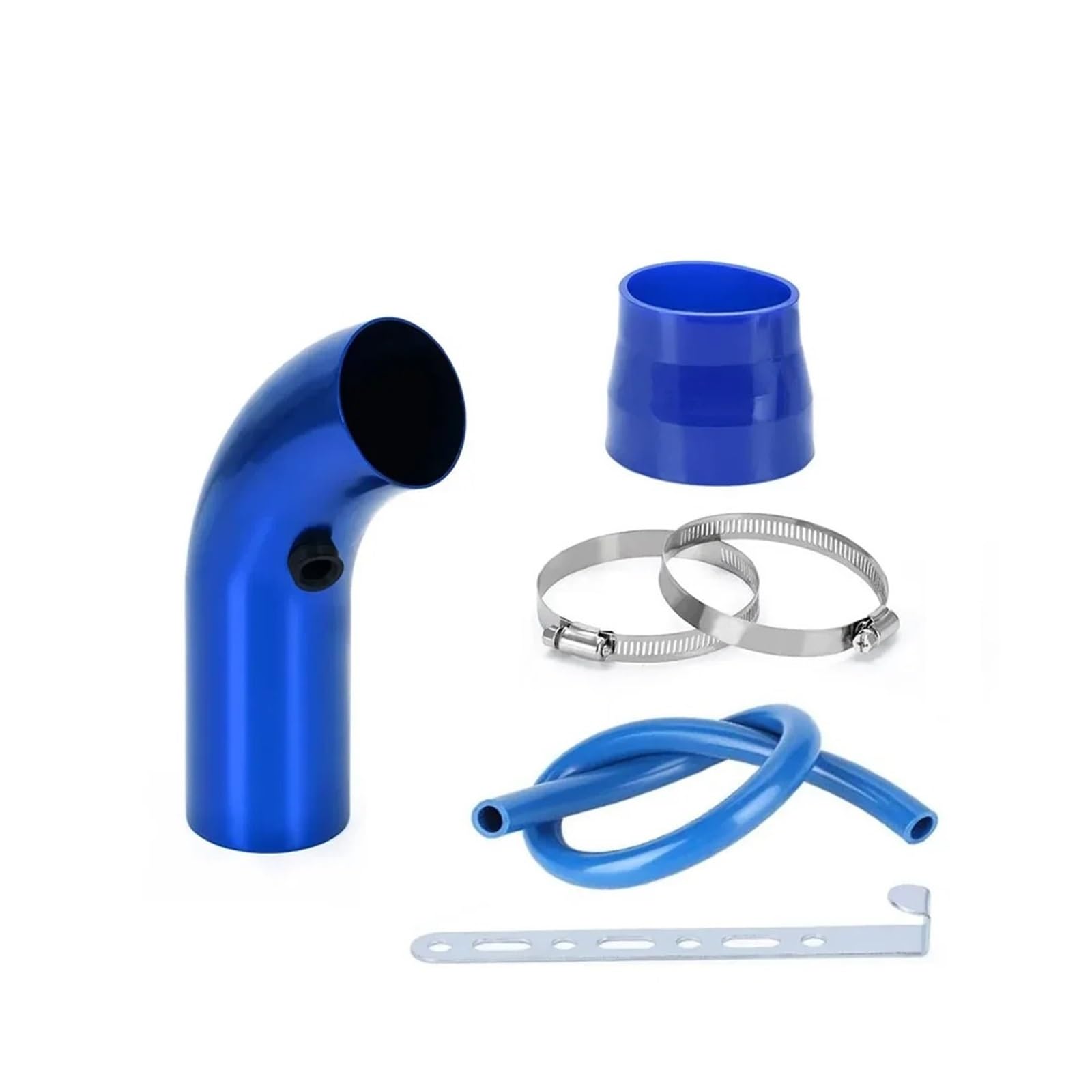 Auto Lufteinlass Aus 3" 76mm Auto-Kaltluftansaugsystem Turbo-Ansaugrohr-Rohrsatz Mit Luftfilterkegel High Flow Performace Racing Pipe Komplettset Kaltluftansaugschlauch(Short Blue) von Barhbt