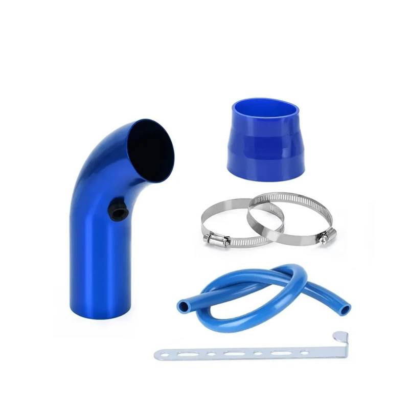 Auto Lufteinlass Aus 3" 76mm Auto-Kaltluftansaugsystem Turbo-Ansaugrohr-Rohrsatz Mit Luftfilterkegel High Flow Performace Racing Pipe Komplettset Kaltluftansaugschlauch(Short Blue) von Barhbt