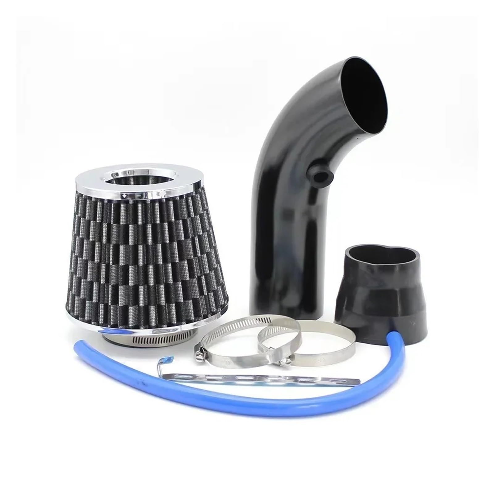 Auto Lufteinlass Aus 76mm Auto Umgerüstet Winter Pilzkopf Luftfilter Ansaugrohr Filter High Flow Hoch Kaltluftfilter Aluminium Rohr Kit Kaltluftansaugschlauch(Black Carbon) von Barhbt