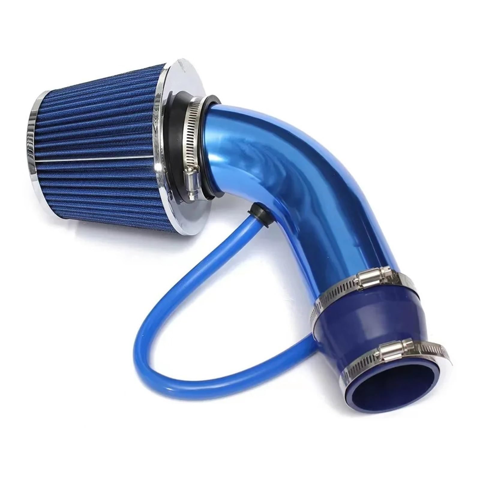 Auto Lufteinlass Aus 76mm Auto Umgerüstet Winter Pilzkopf Luftfilter Ansaugrohr Filter High Flow Hoch Kaltluftfilter Aluminium Rohr Kit Kaltluftansaugschlauch(Blau) von Barhbt