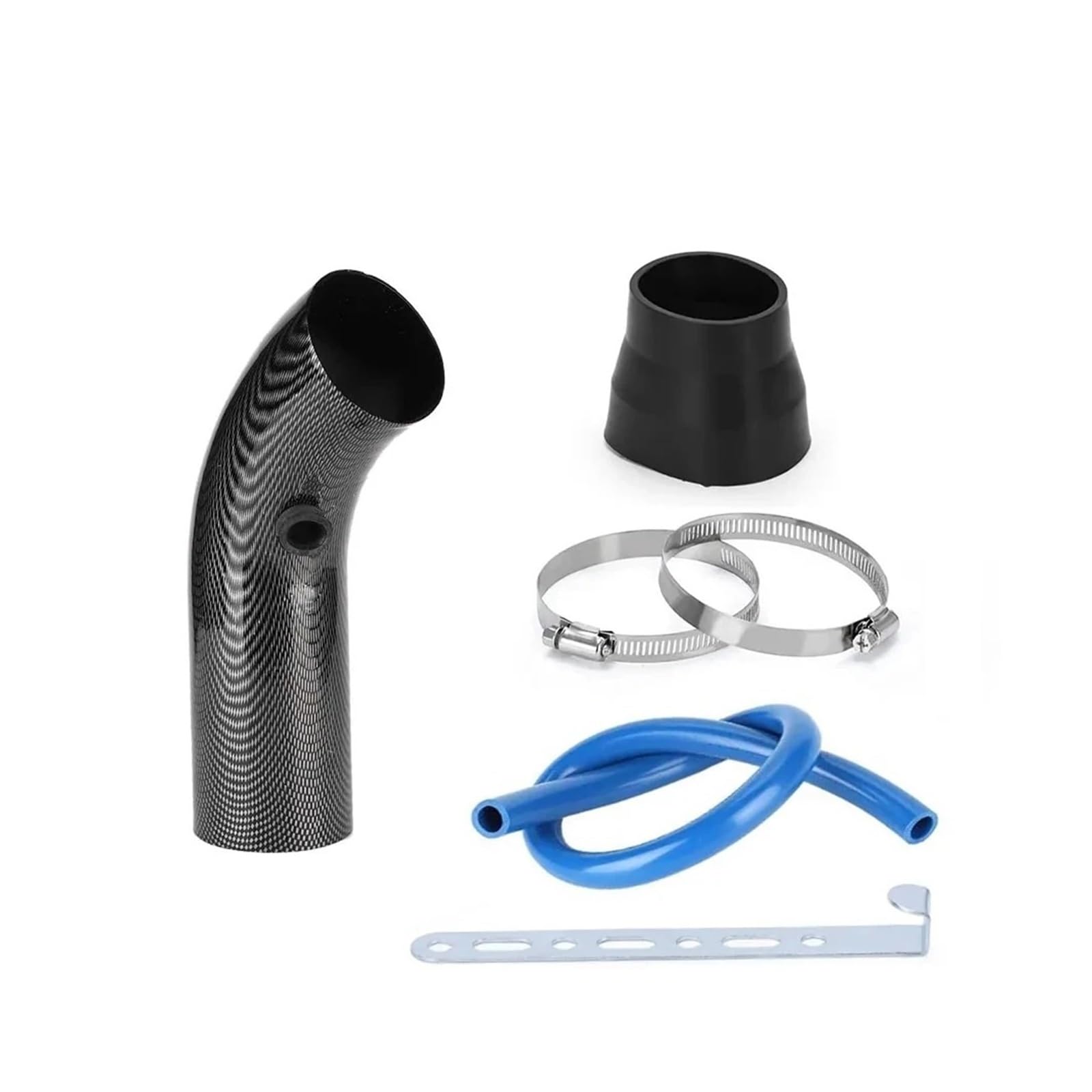 Auto Lufteinlass Aus Universal 3 "76mm Aluminium Auto Luftansaugrohr Kit 3 Zoll Rennwagen Kaltluftansaugrohr Aluminium Luftfilter Kaltluftansaugschlauch(Carbon Streaks) von Barhbt