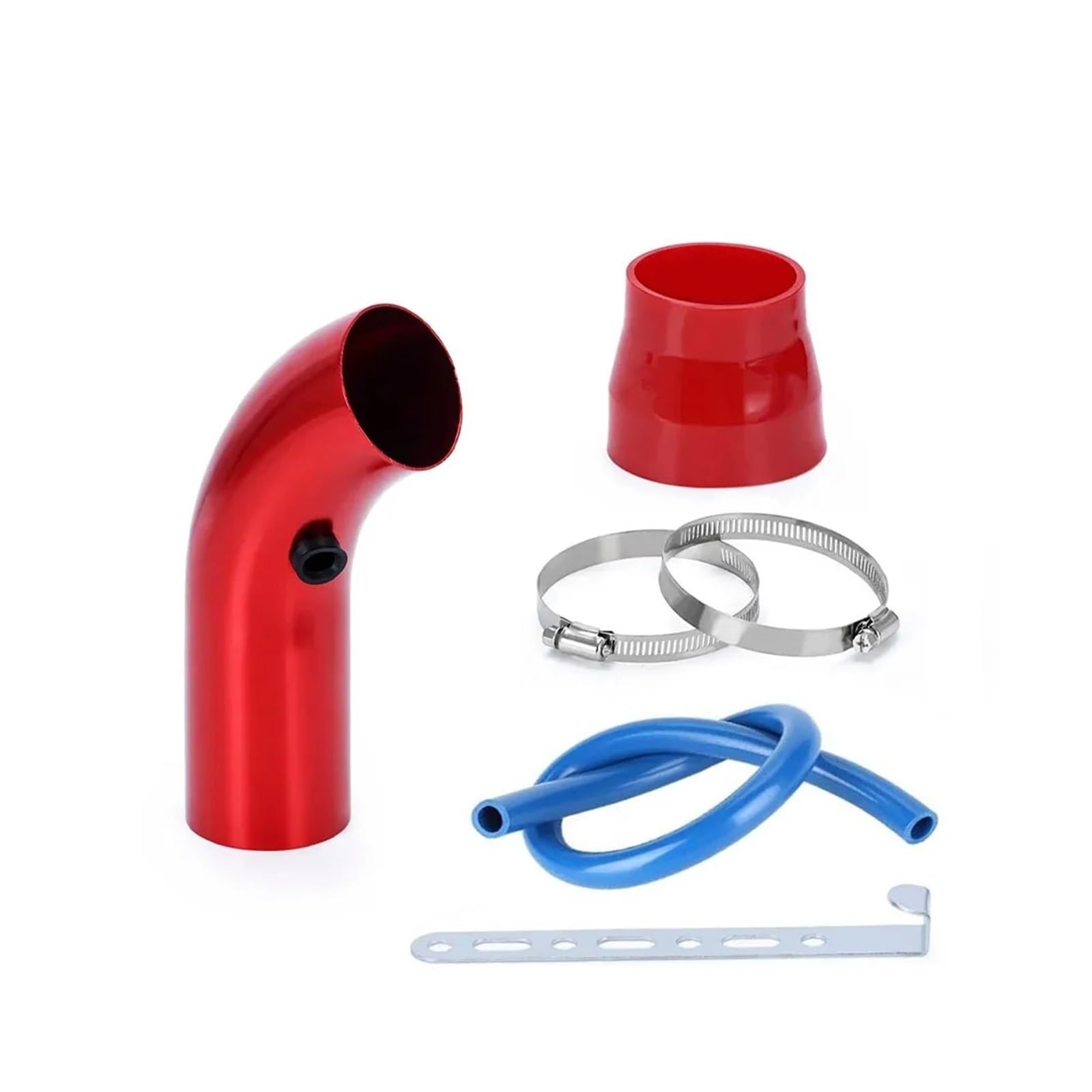 Auto Lufteinlass Aus Universal 3 "76mm Aluminium Auto Luftansaugrohr Kit 3 Zoll Rennwagen Kaltluftansaugrohr Aluminium Luftfilter Kaltluftansaugschlauch(Red) von Barhbt