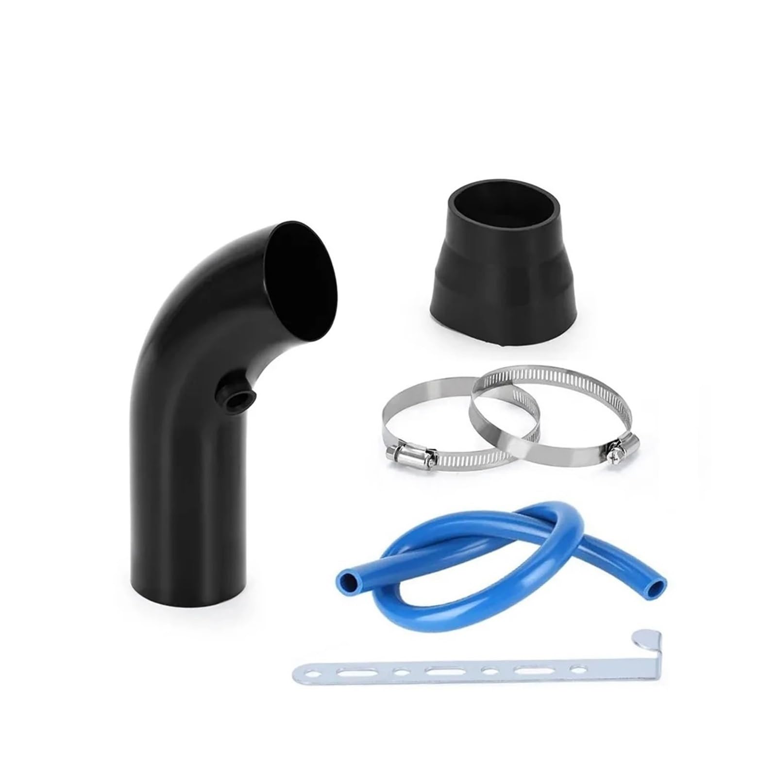 Auto Lufteinlass Aus Universal 3 "76mm Aluminium Auto Luftansaugrohr Kit 3 Zoll Rennwagen Kaltluftansaugrohr Aluminium Luftfilter Kaltluftansaugschlauch(Schwarz) von Barhbt