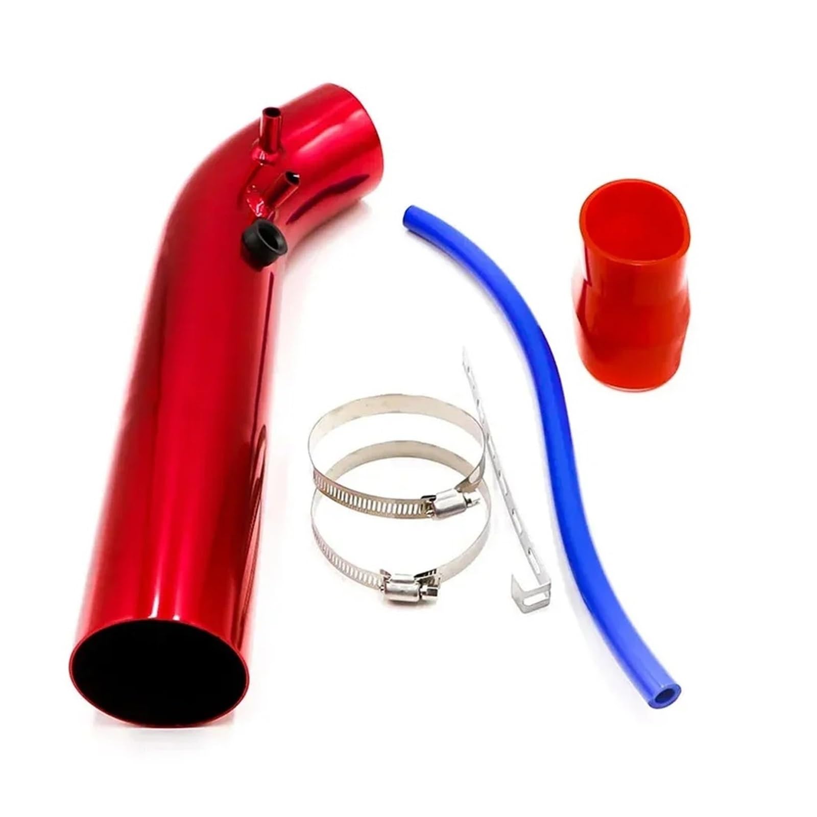 Auto Lufteinlass Aus Universal 3'' Zoll 350mm 76mm Auto Kaltluftansaugrohr Aluminium Kurze Lange Kaltluftansaugrohre System Kanalrohrsatz Luftfilter Kaltluftansaugschlauch(Long red 350mm) von Barhbt