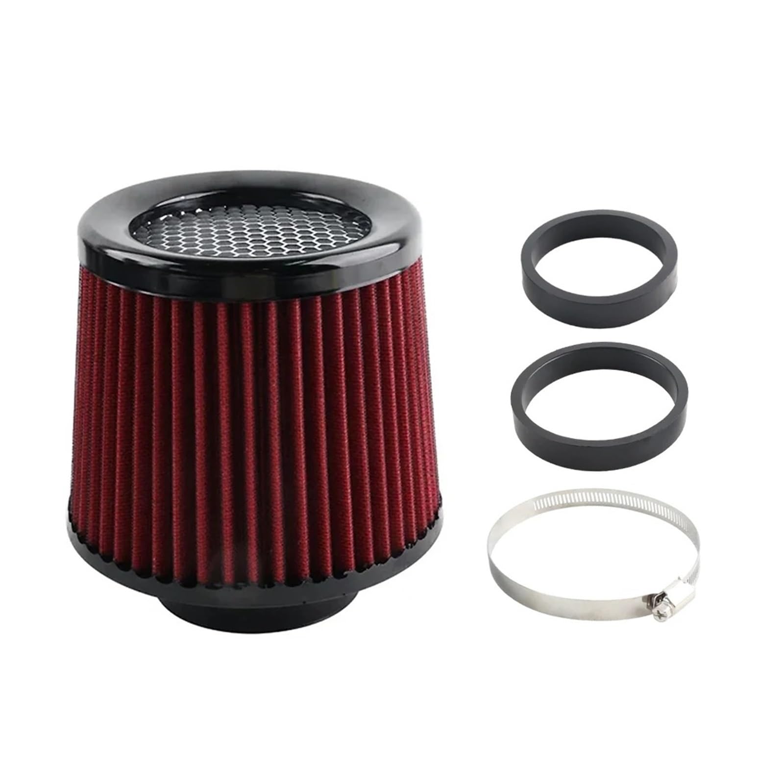 Auto Lufteinlass Aus Universal 3in176/90/100 Mm Auto-Luftfilter High Flow Modifizierter Auto-Rennsport-Luftfilter Entlüftungskegel Ansaugluftfilter Kaltluftansaugschlauch(Red) von Barhbt