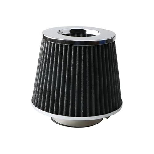 Auto Lufteinlass Aus Universal 70MM Auto-Luftfilter Entlüftungsfilter High Flow Intake Kit Mesh Cone Motorschutz Ersatz Autozubehör Kaltluftansaugschlauch(70mm Black Silvery) von Barhbt