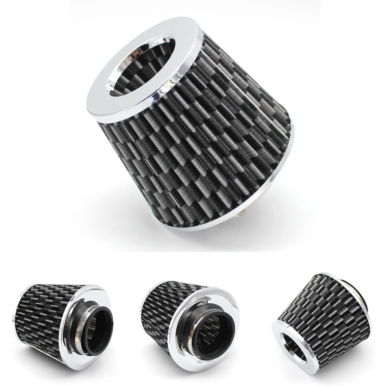 Auto Lufteinlass Aus Universal 70MM Auto-Luftfilter Entlüftungsfilter High Flow Intake Kit Mesh Cone Motorschutz Ersatz Autozubehör Kaltluftansaugschlauch(70mm Gray) von Barhbt