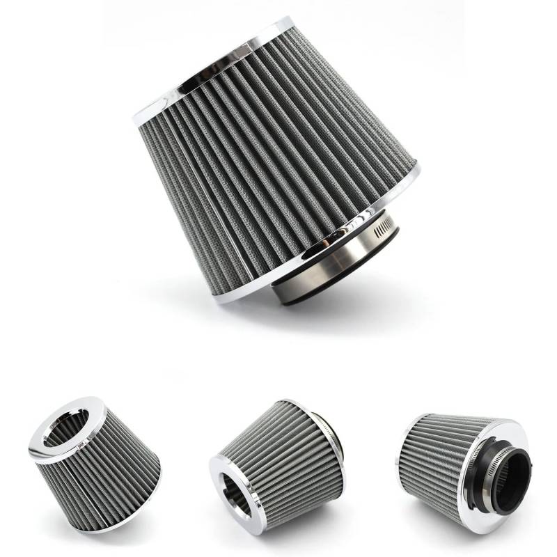 Auto Lufteinlass Aus Universal 70MM Auto-Luftfilter Entlüftungsfilter High Flow Intake Kit Mesh Cone Motorschutz Ersatz Autozubehör Kaltluftansaugschlauch(70mm Silvery) von Barhbt