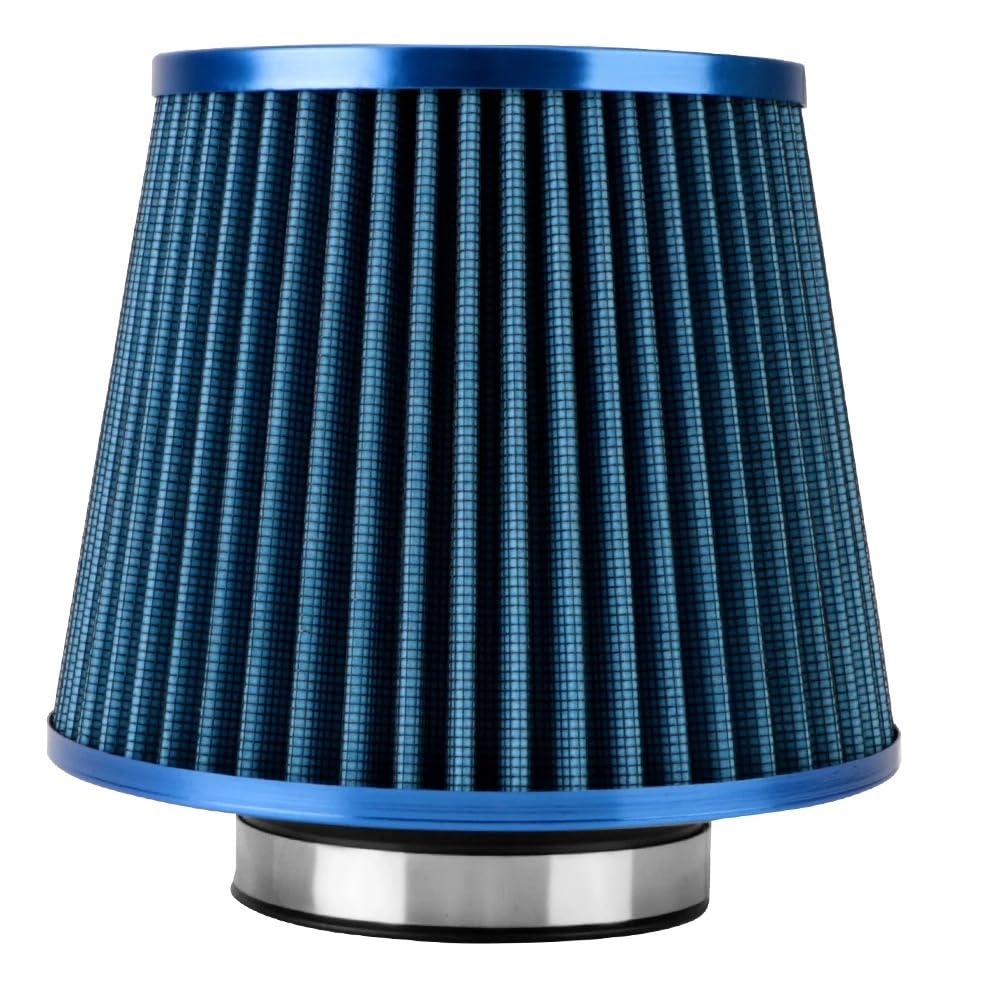 Auto Lufteinlass Aus Universal 70MM Auto-Luftfilter Entlüftungsfilter High Flow Intake Kit Mesh Cone Motorschutz Ersatz Autozubehör Kaltluftansaugschlauch(Red 70mm Blue) von Barhbt