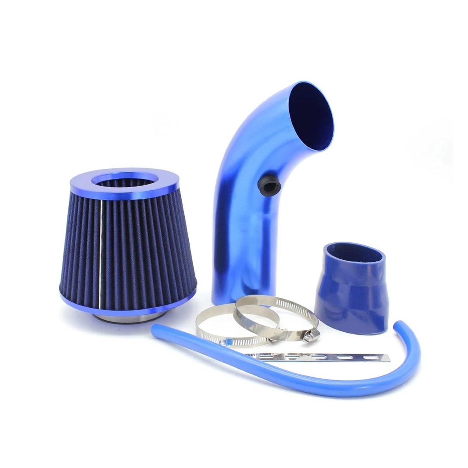 Auto Lufteinlass Aus Universal Racing Aluminium Rohr Auto Kaltluft Ansaugsystem Kit Mit 3 Zoll 76mm High Flow Open Air Filter Kaltluftansaugschlauch(Blue-B) von Barhbt