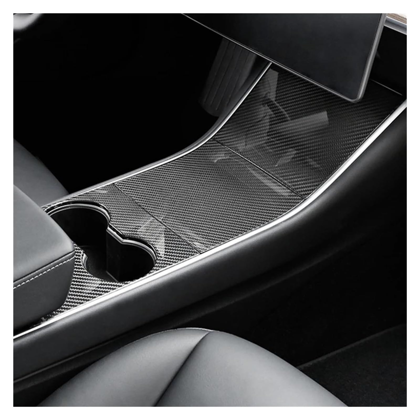 Interieur Zubehör Für Tesla Für Modell 3 Model3 2018 2019 Real Dry Carbon Fiber Auto Zentrale Steuerung Panel StickeCenter Konsole Innen Zubehör Panel Dekoration Trim(Glossy Carbon Fiber) von Barhbt