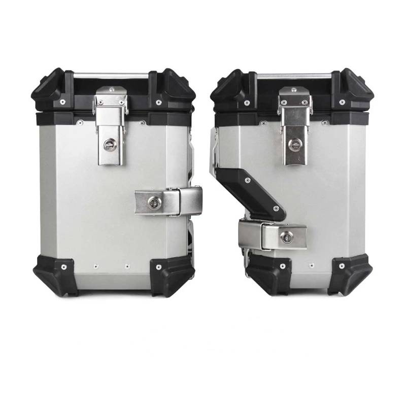 Motorrad Gepäckträger Für CFMOTO Für 800MT Motorrad Stamm Box Seite Gepäck Fall Pannier Rack Rahmen Hinten Helm Unterstützung Gepäckträger Hinten(38L Side Box Silver) von Barhbt