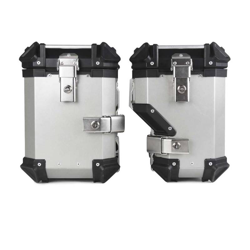 Motorrad Gepäckträger Für CFMOTO800MT Motorrad Seite Gepäck Box Halterung Pannier Rahmen Sattel Rack Hinten Fall Stamm Gepäckträger Hinten(38L Side Box Silver) von Barhbt