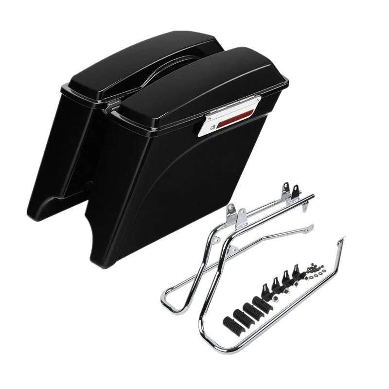 Motorrad Gepäckträger Für Softail Für Fat Für Boy 1984-2017 Motorrad Harte Satteltasche Satteltasche Umbauhalterung Gepäckträger Hinten(Chrome) von Barhbt