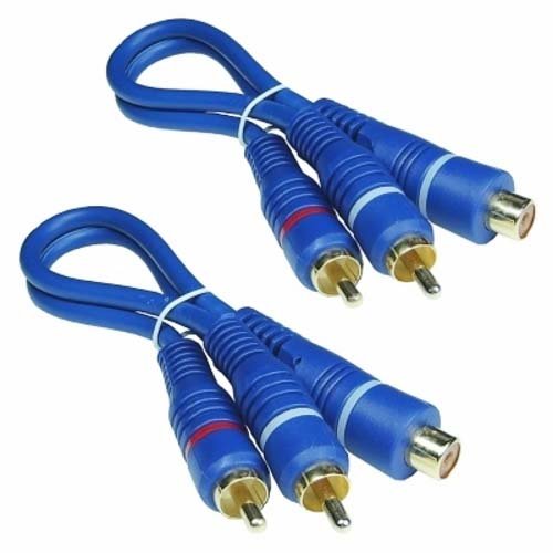 Baseline Connect Blue LINE Cinchkabel Y-Kabel, 2-Fach geschirmt, 2 x Stecker,1 x Buchse, blau, 2er Pack von Baseline Connect